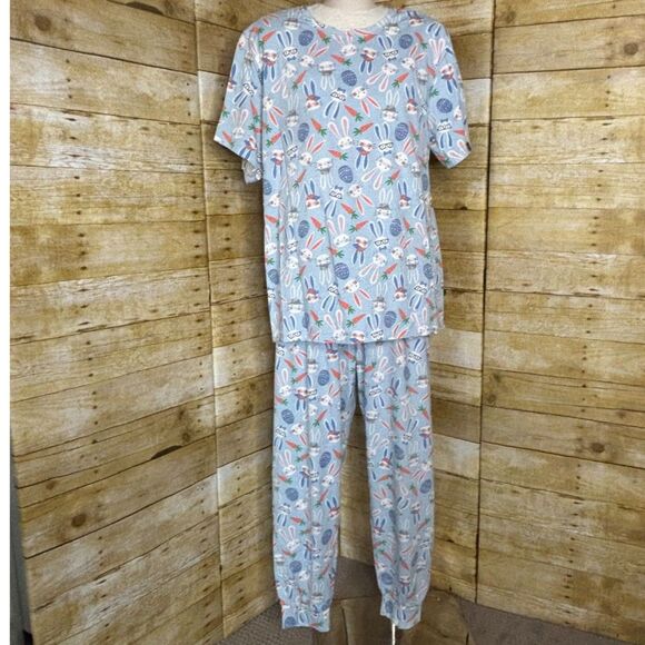 PJ PLACE BUNNY NOVELTY COTTON FAMILY EASTER TWO PIECE  JOGGER PJ SET SIZE XLARGE - Picture 4 of 4